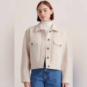 Wilfred Free Aritzia Merino Wool Cream Bomber Jacket